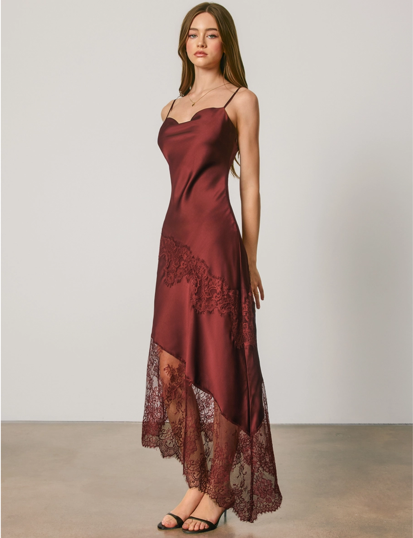 Askew Slip Dress, Wine