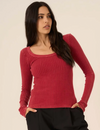 What's The Scoop Washed Rib Long Sleeve, Red Currant