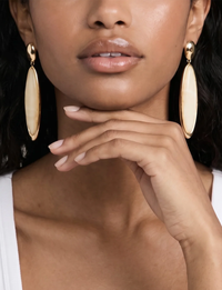 Elongated Drop Earrings, Bone/Gold