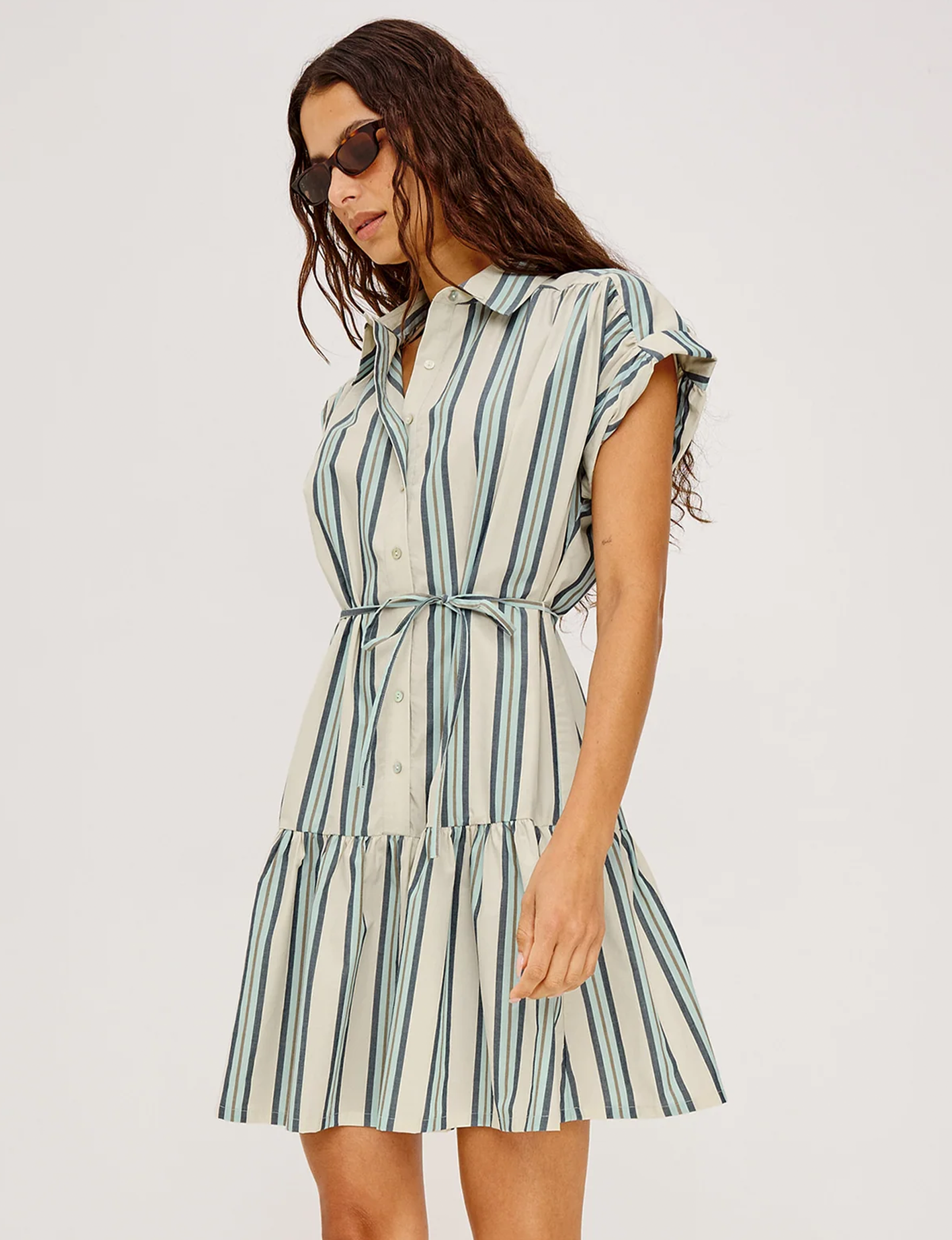 Evaline Dress, Marsala Stripe