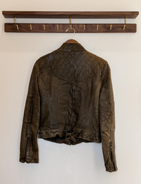 Blanc Noir Buckle Leather Jacket, Bark