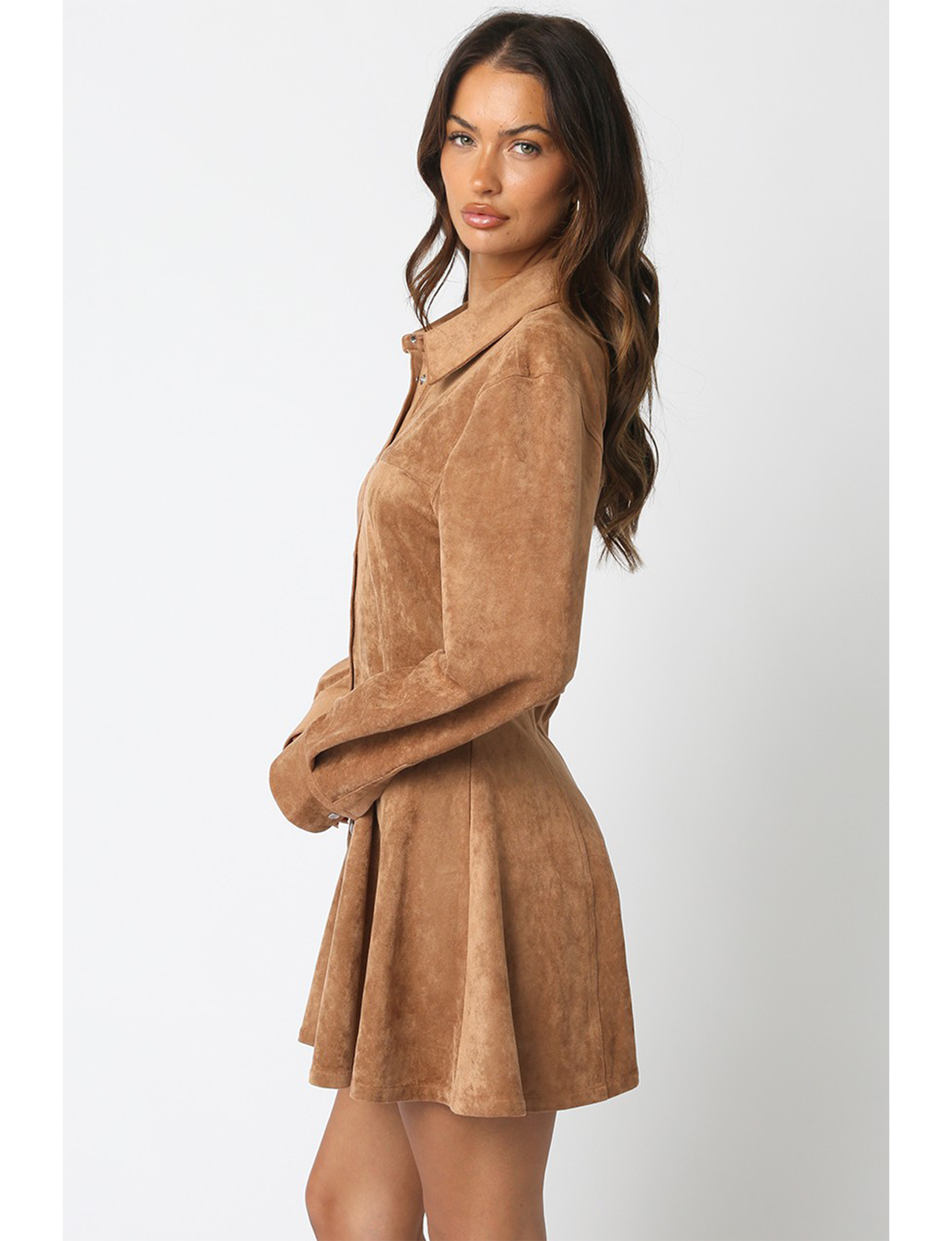 Kira Suede Dress, Light Brown