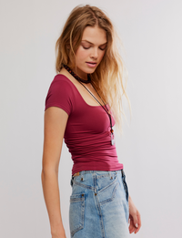 Sunfade Clean Lines Baby Tee, Pomegranate