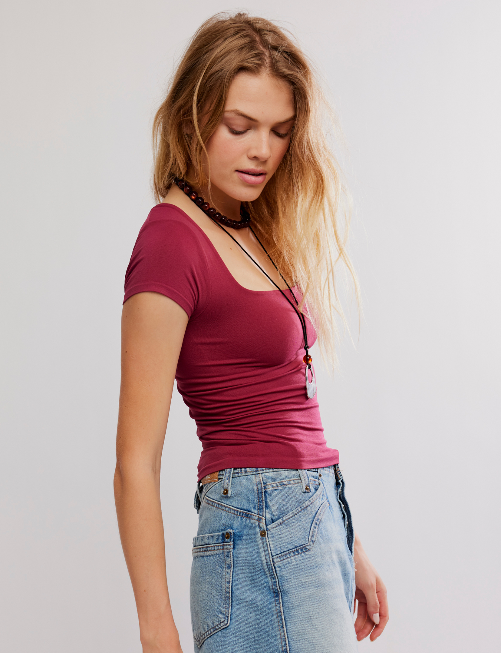 Sunfade Clean Lines Baby Tee, Pomegranate