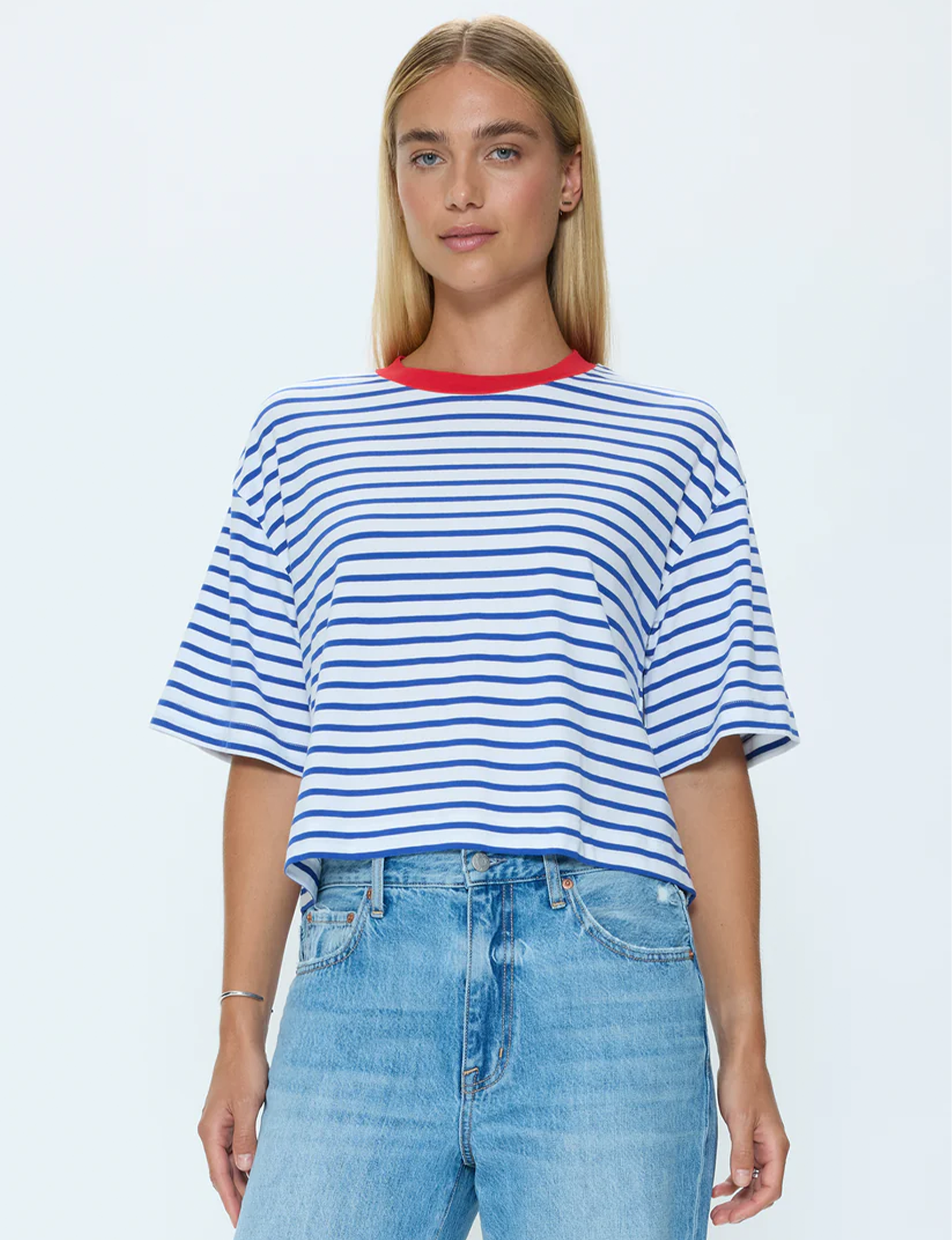 Mae Cropped Tee, Maritime Red