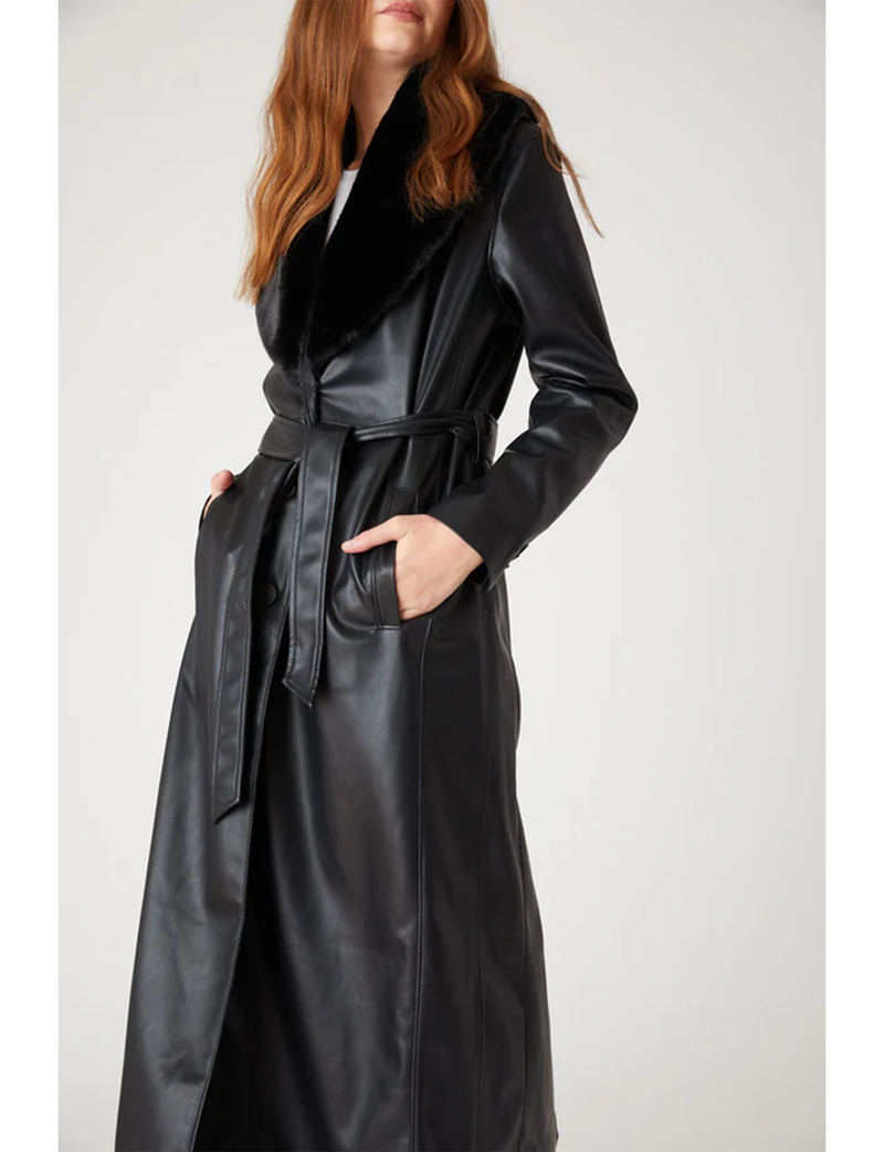 Blank NYC Vegan Leather Belted Trench, Late Night Feels