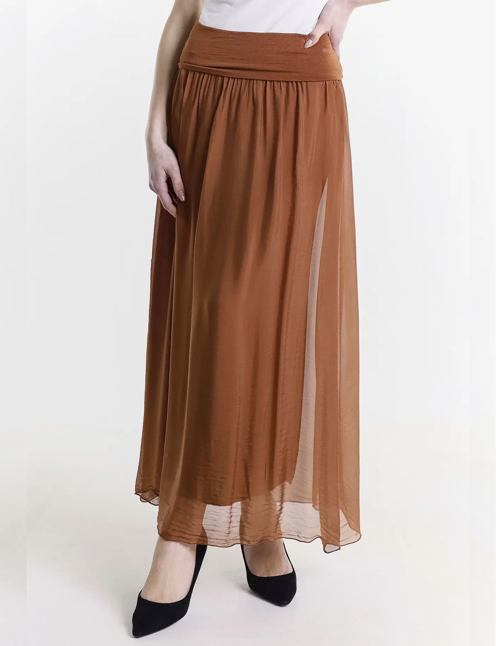 Brenda Fold Over Waist Skirt, Rust