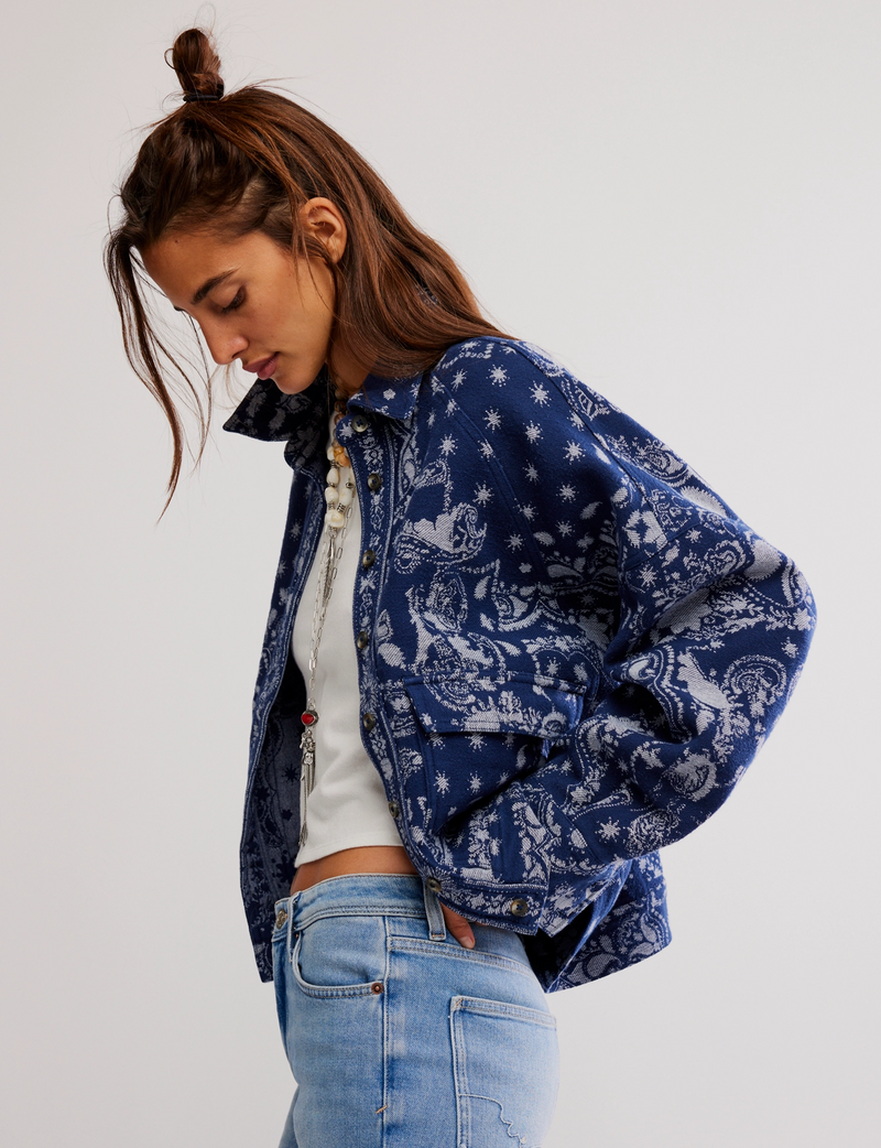 Bandana Jacquard Shirt, Indigo/Combo