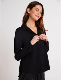 Clean Button Front Shirt, Black