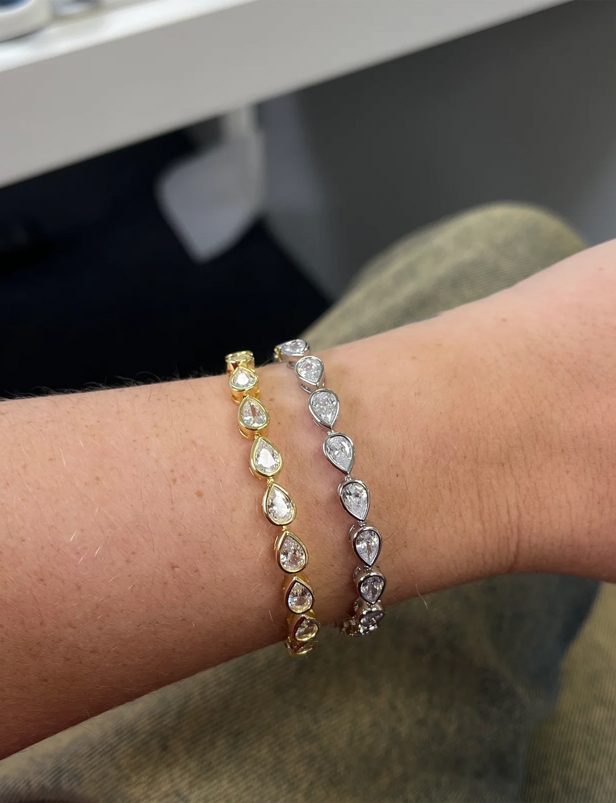 Ines Raindrop Tennis Bracelet, Gold