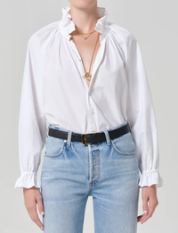Loretta Ruffle Top, Optic White
