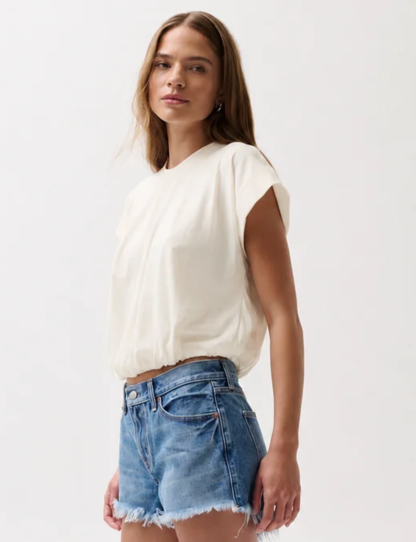 Millie Bubble Tee, Soft White
