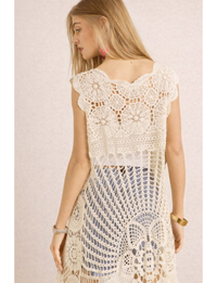 Mabel Crochet Tunic, Beige