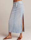 Indigo Side Slit Maxi Skirt, Ocean Mist