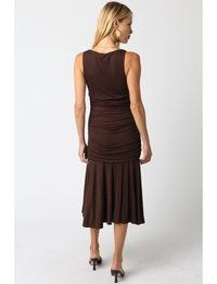 Danna Ruffle Dress, Dark Brown