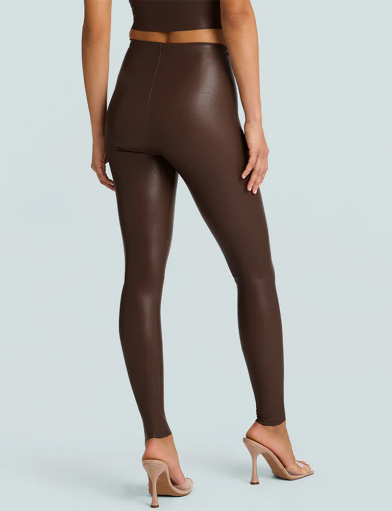 Perfect Control Faux Leather Legging, Chocolate