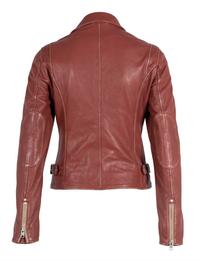 Sofia Leather Moto Jacket, Astro Dust