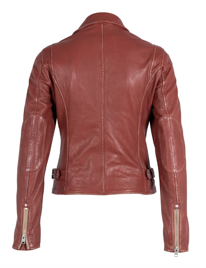 Sofia Leather Moto Jacket, Astro Dust