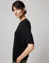 Viscose Blend Jersey Crew Neck Relaxed Tee, Black
