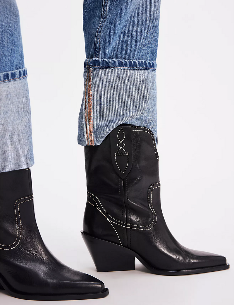 Pitchfork Point Western Boot, Victorian Black Leather