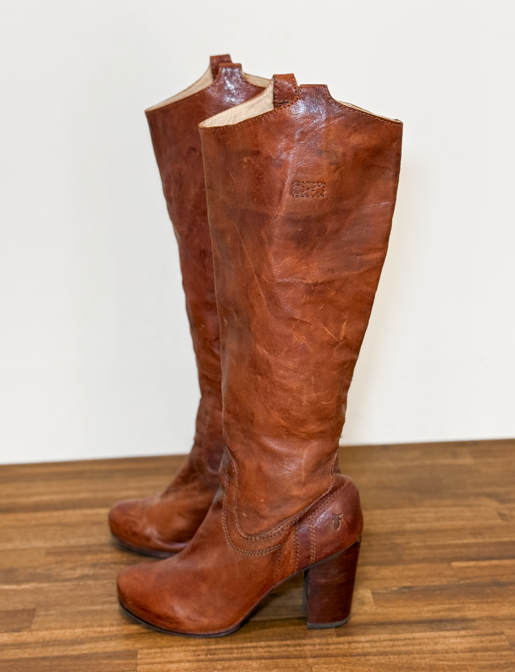 Frye Carson Heel Tab Tall Leather Boot, Brown Leather