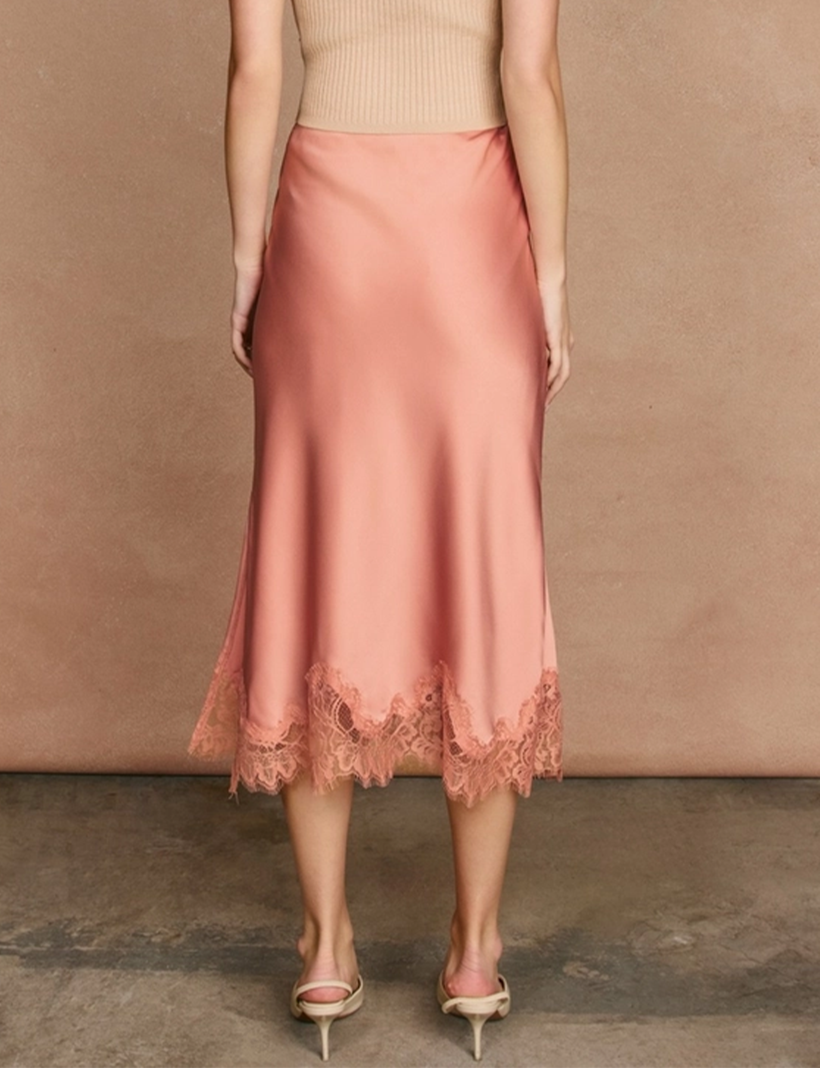 Satin Pencil Skirt, Blush