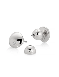 Polished Pebble Crystal Stud, Silver