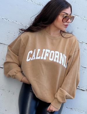 California Crewneck Sweatshirt, Sand/White