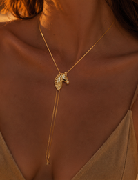 Stallion Lariat Necklace, Gold