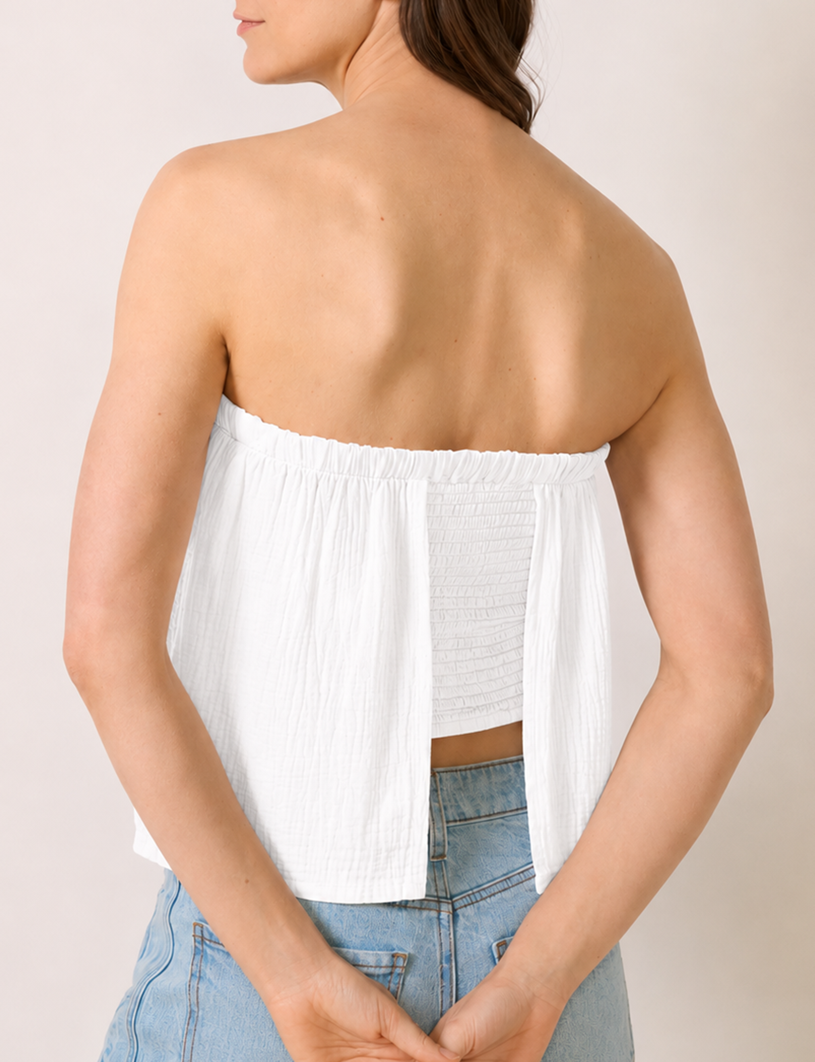 Doubled Up Tube Top, White