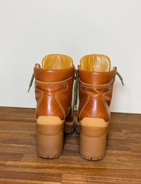 Prada Leather Lace Up Bootie, Brown
