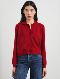 Simone Velvet Sweater, Red