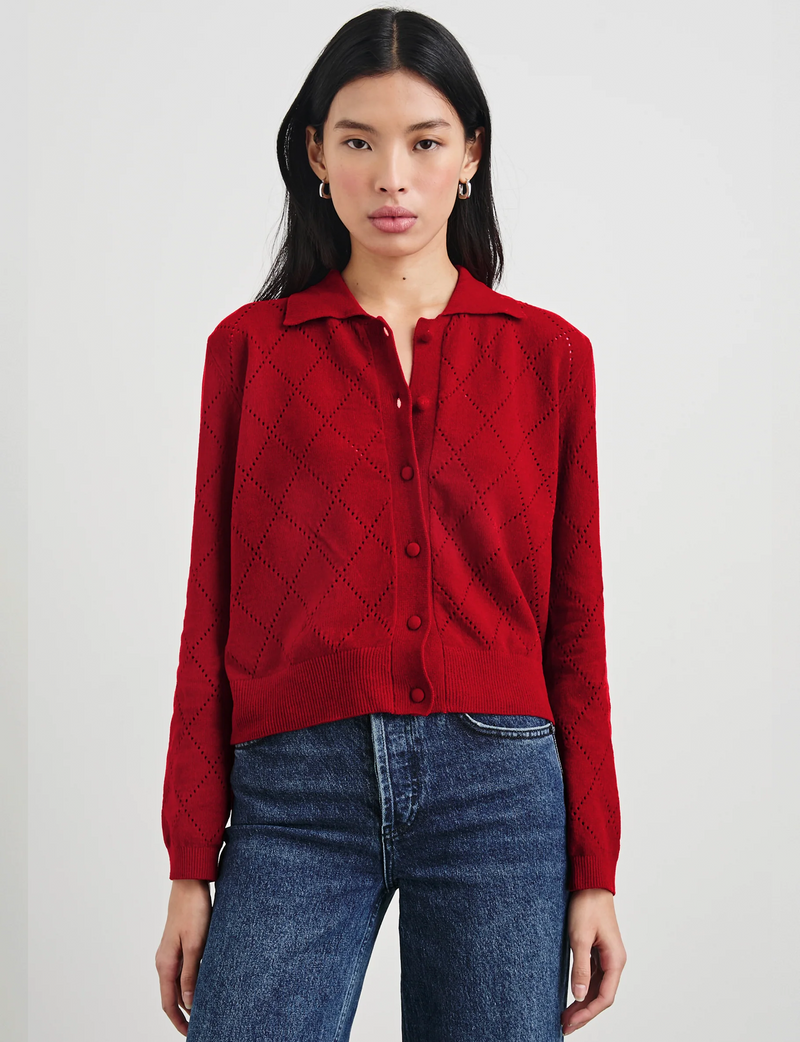 Simone Velvet Sweater, Red