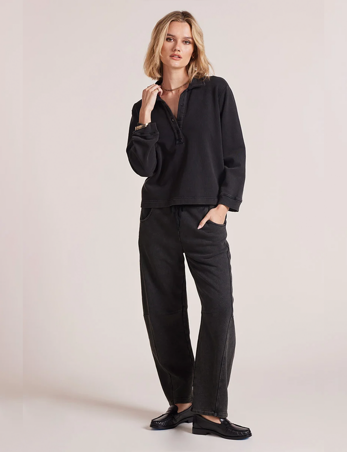 Barrel Leg Sweatpant, Faded Black