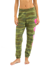 Heart 4 Sweatpants, Camo/Neon Pink