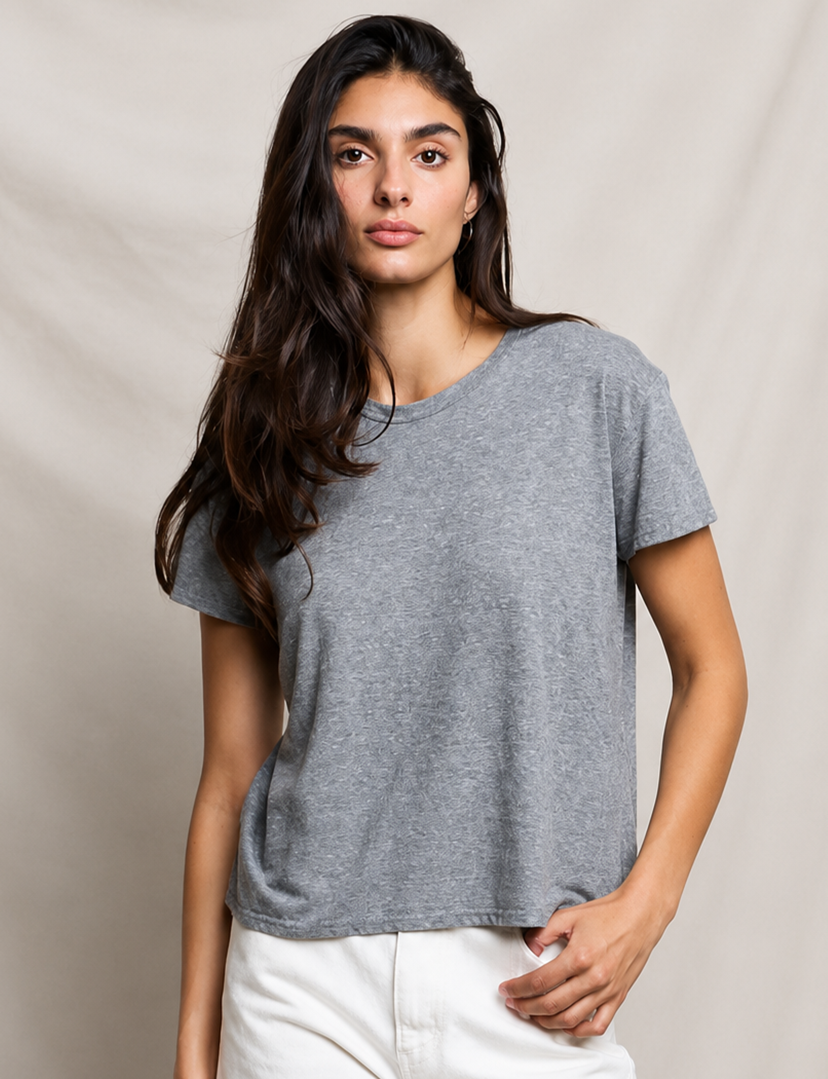 Harley Boxy Crew Tee, Heather Grey