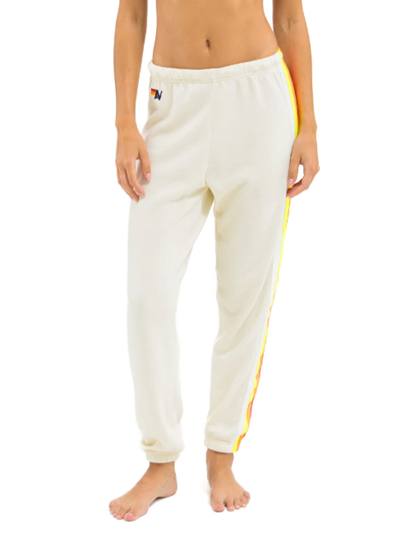 5 Stripe Sweatpants, Vintage White/White Neon