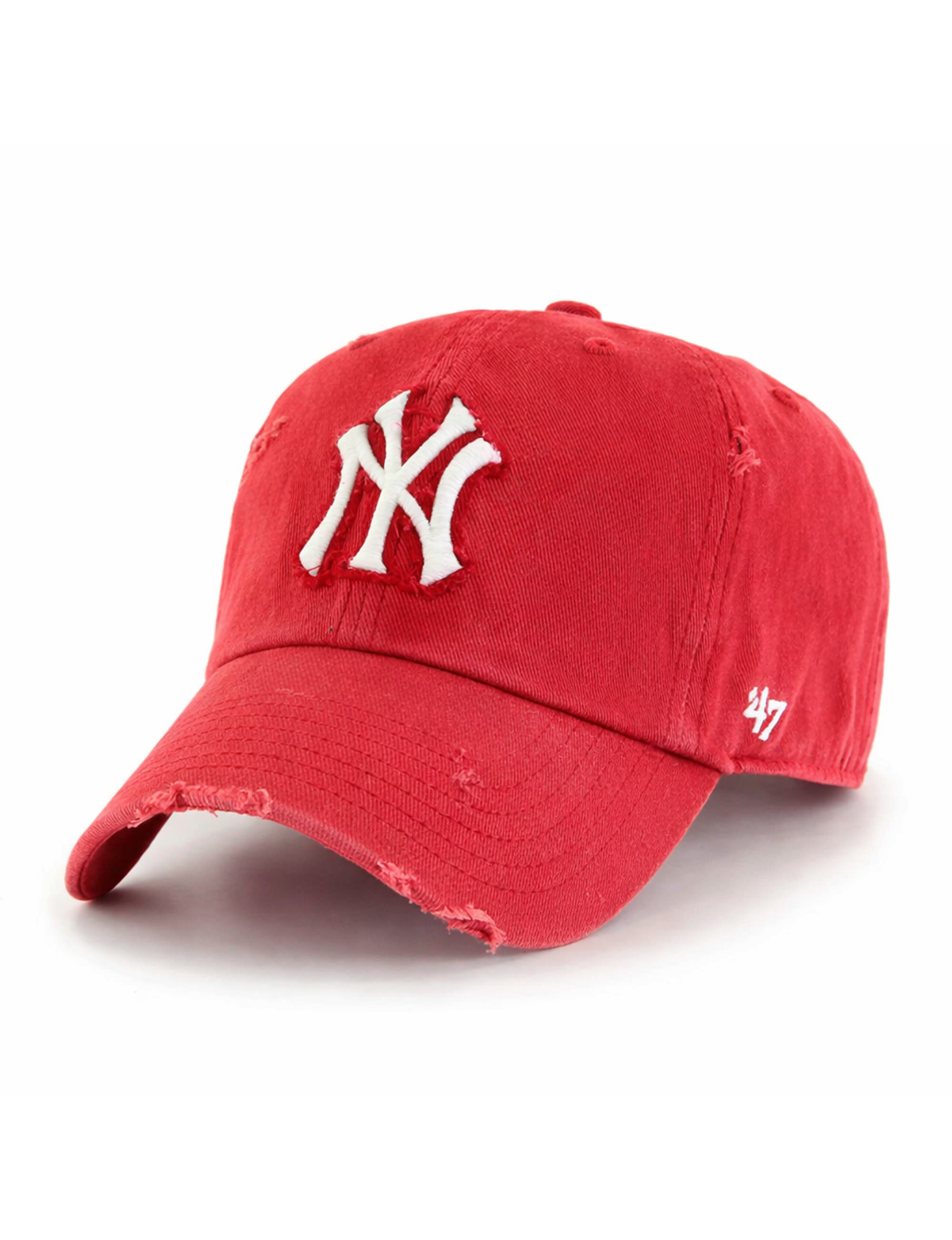 NY Yankees Weathered Ball Cap, Habanero Red/White