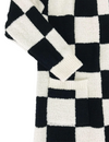 Hooded Checker Luxe Robe, Black/Cream