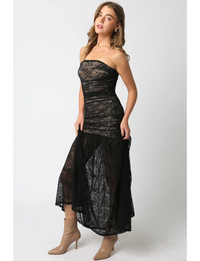 Jenna Lace Dress, Black/Nude