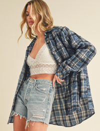 Laura Flannel Shirt, Blue Combo