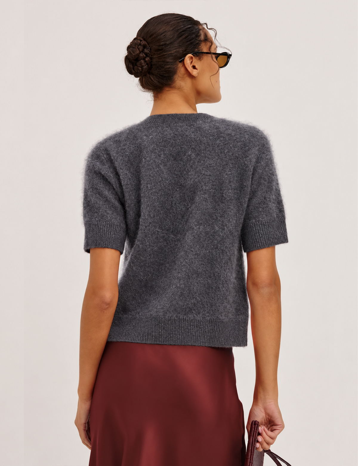 Roman Sweater Top, Charcoal