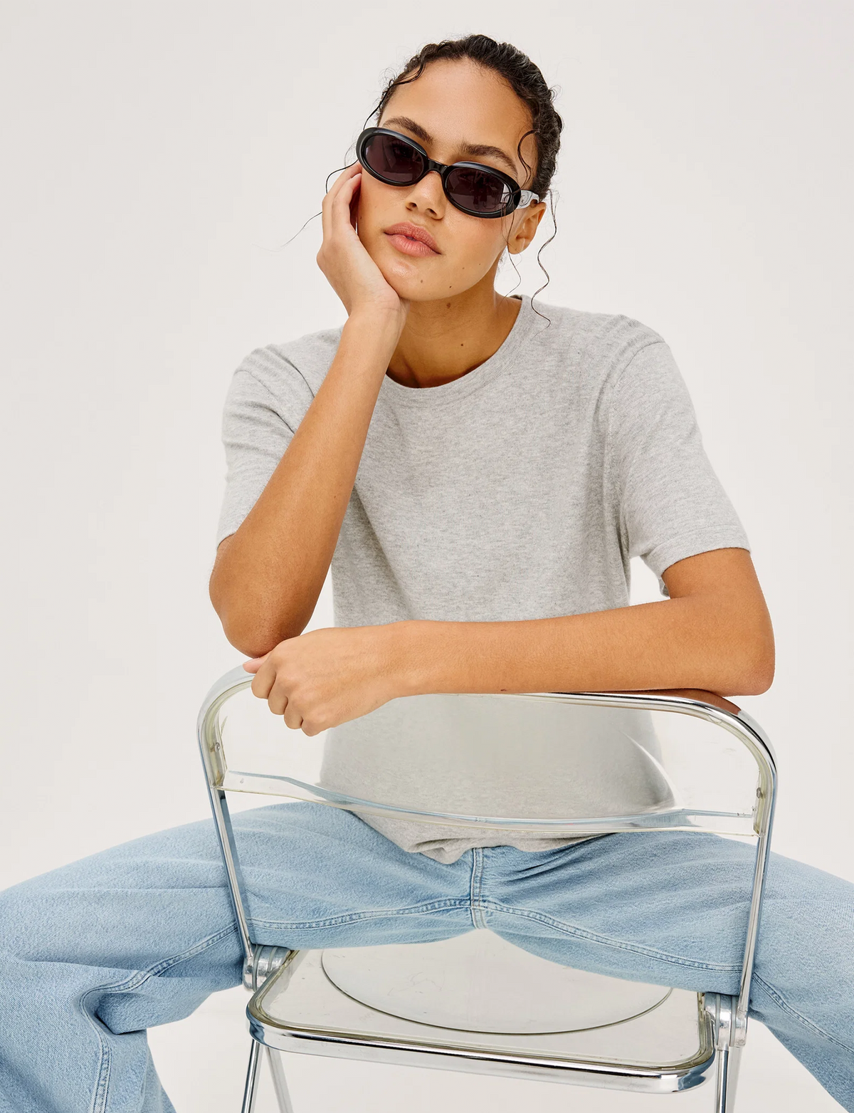 Cotton Cashmere SS Tee, Heather Grey