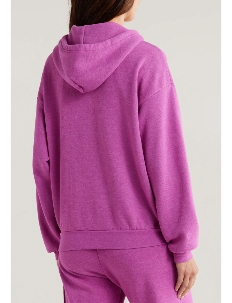 5 Stripe Relaxed Zip Hoodie, Magenta/Orange Yellow