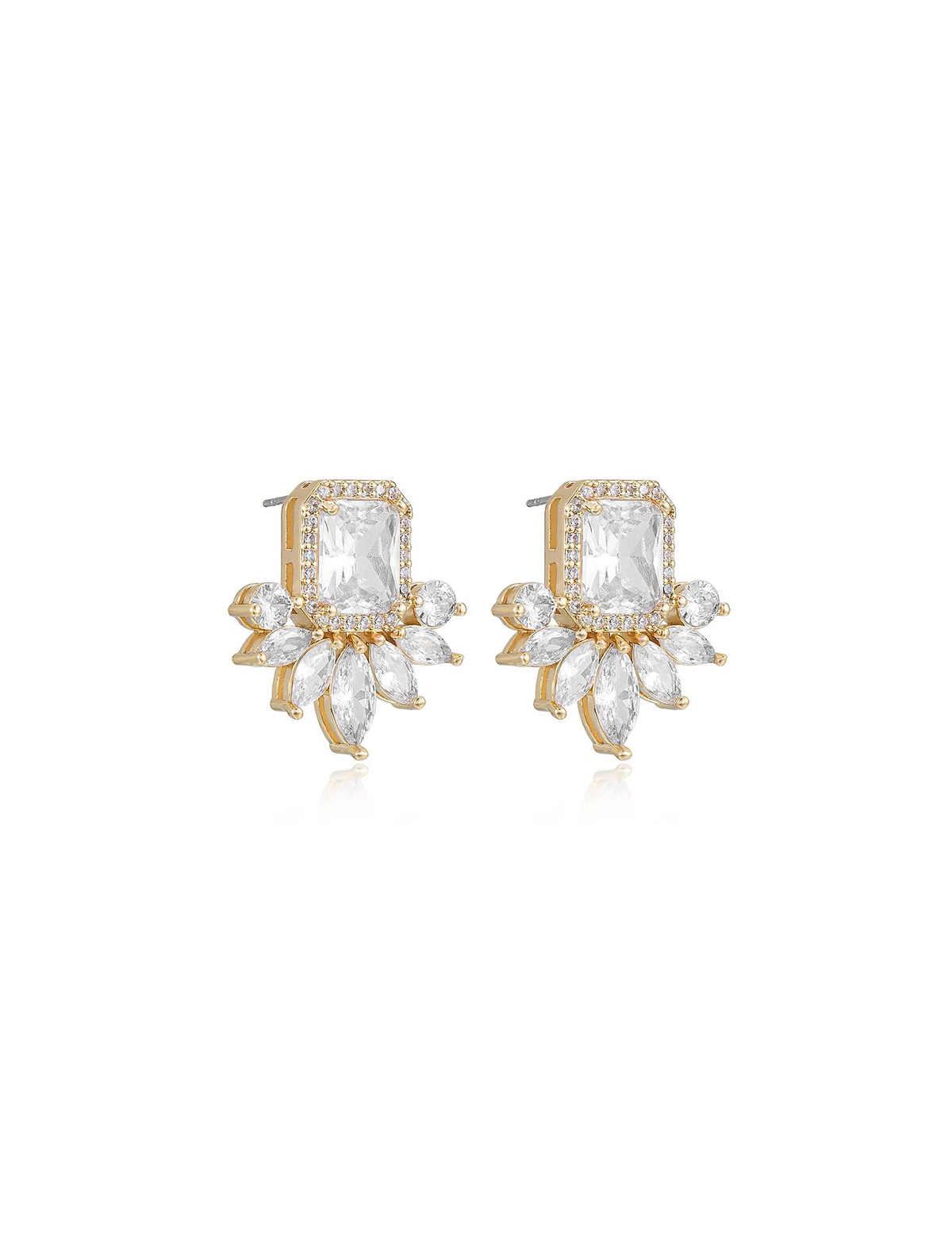 Shine Crystal Earrings, Gold