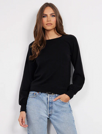 Long Sleeve Raglan Top, Black