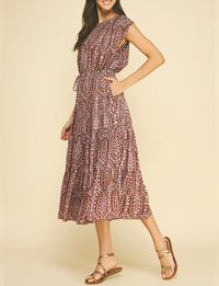 Bohemian Dress, Brown/Pink
