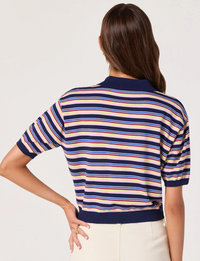 Scottie Sweater Top, Navy/Multi Stripe