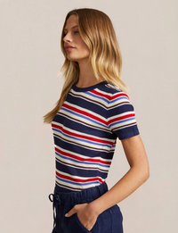 Fitted Crew Tee, Seaside/Stripe