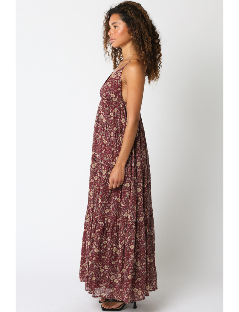 Helen Floral Dress, Plum/Cream